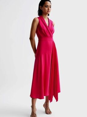 Reiss pleated midi dress